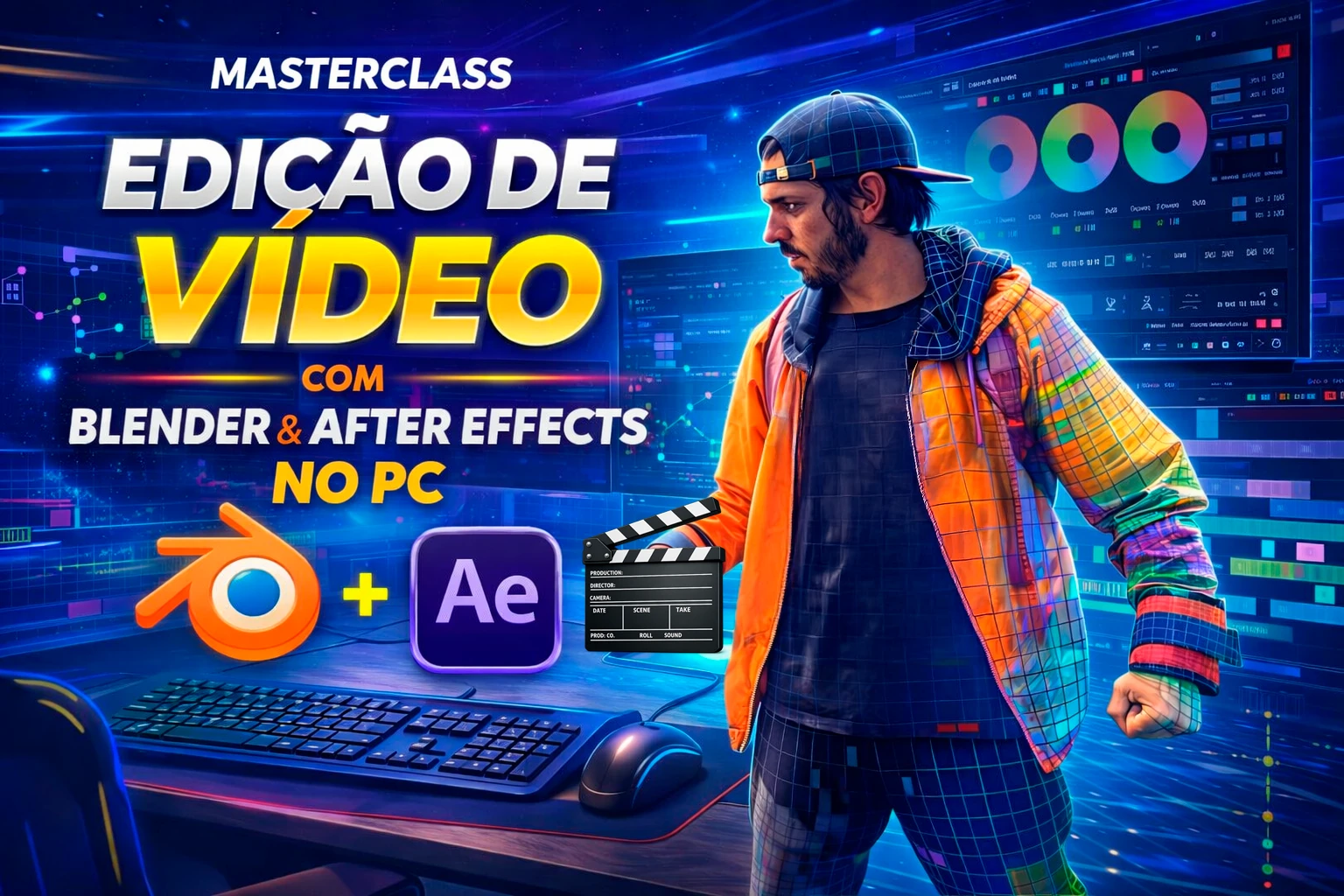 Masterclass de edição de vídeo com Blender e After Effects no PC