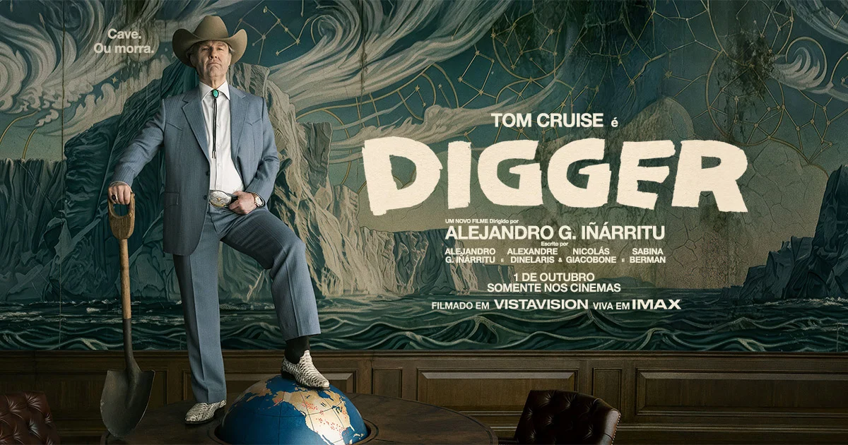 Tom Cruise no cartaz brasileiro oficial de Digger.